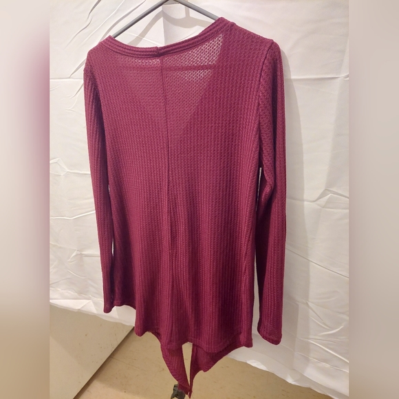 Unbranded Women's XL Wine Red Thermal Button Down Tie Up Long Sleeve Cardigan - Picture 5 of 7